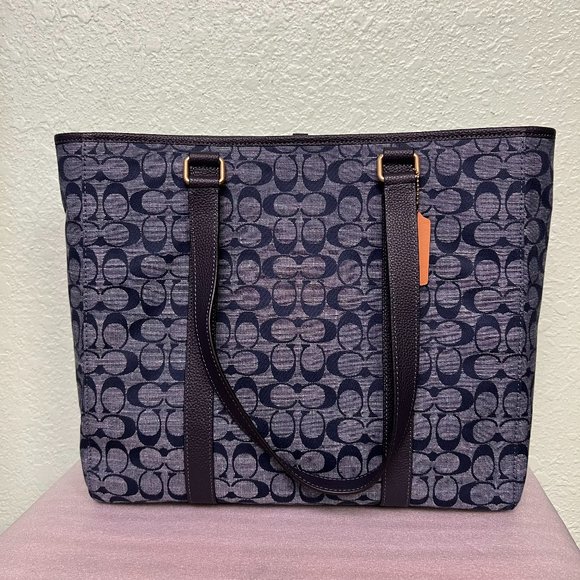 Coach Hudson Double Handle Tote In Signature Chambray c8182 - Picture 1 of 7